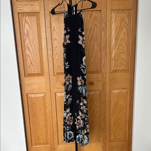 Free People Black and Blue Floral Maxi Dress